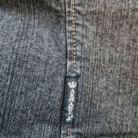 Armani Jeans Denim Jacket Womens 6 Fringe Western Barn Dark Wash - Picture 6 of 6